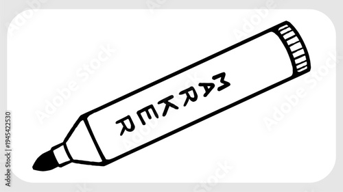 Permanent Marker Pen Illustration in Bold Black Line Art Hand Drawn Style for Stationery and Creative Design.