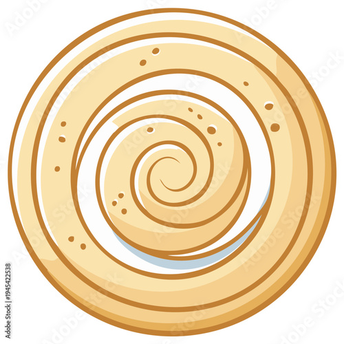 Cartoon Illustration of a Cinnamon Roll with a Swirl Design
