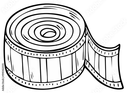 Rolled up measuring tape with ruler markings for tailoring and sewing