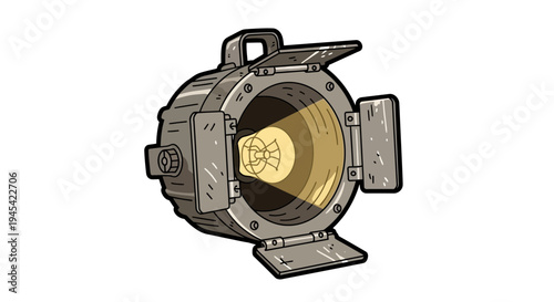 Stage spotlight with glowing bulb and light beam