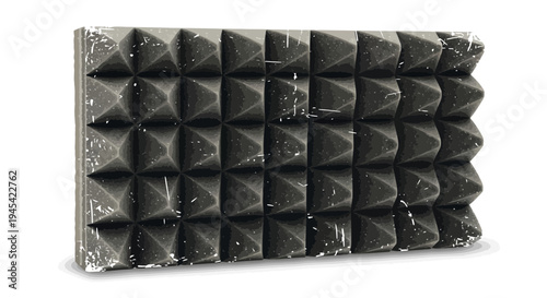 Textured soundproofing foam wall panel with pyramid shapes