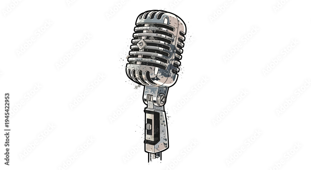 Fototapeta premium Vintage Microphone Illustration