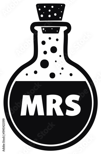 Stylized Lab Flask with "MRS" Inside, Suggesting a Potion or Mixture