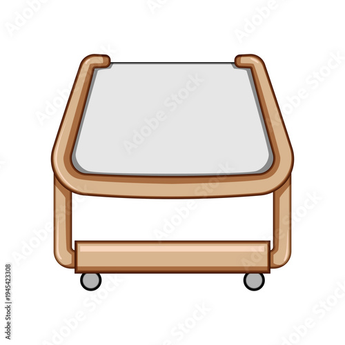 Baby cradle with light mattress and wheels, minimalist wooden frame in a nursery setting symbolizing newborn care, comfort, and peaceful sleeping environment
