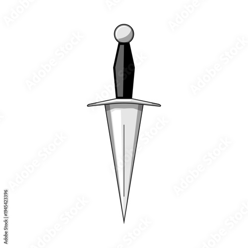 Dagger presenting a pointed blade, guard, and pommel, symbolizing themes of danger, defense, ancient history, and adventure, for various design projects