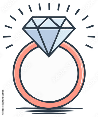 Diamond Engagement Ring Sparkle Illustration