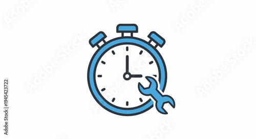 Stopwatch with Wrench Maintenance Icon Illustration.