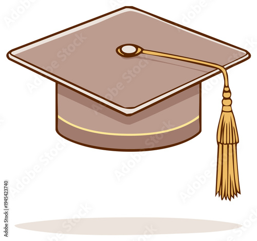 Brown Graduation Cap with Gold Tassel Academic Achievement Education Success Illustration