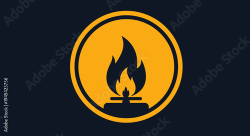 Candle Flame Icon in Yellow Circle.