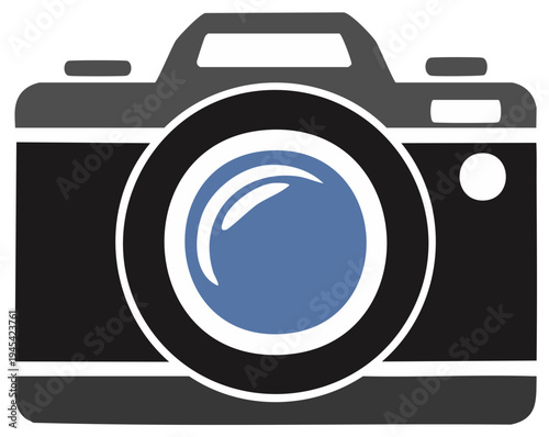 Sleek professional digital camera icon in flat design style representing photography concept