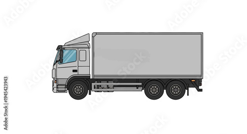 Large Gray Delivery Truck with Container.