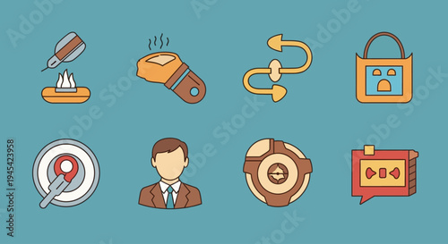 Collection of Various Security Icons and Symbols.