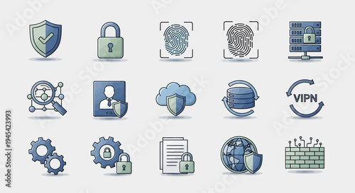 Collection of Security Icons and Symbols.