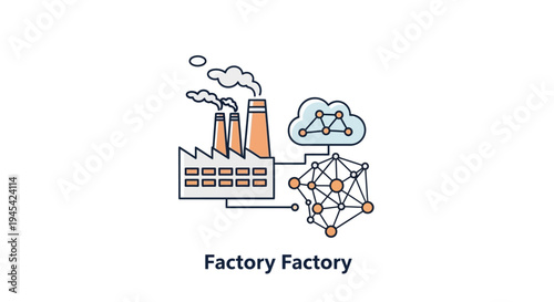 Simple Factory Illustration with Network Diagram.