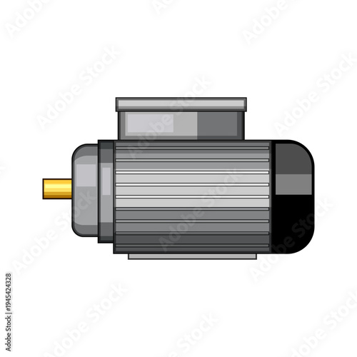 Electric motor representing industrial machinery and technical devices, converting electrical energy into mechanical power for various applications and manufacturing processes