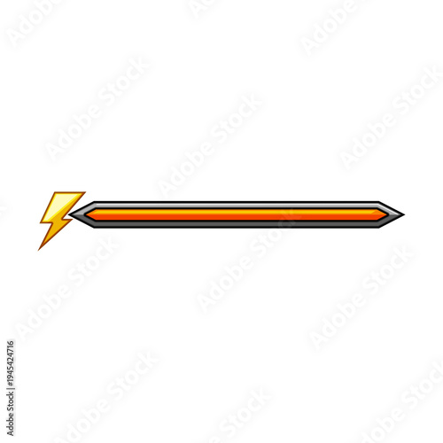 Graphic energy bar with a golden lightning bolt symbol indicating power, charge, or game status, ideal for digital user interfaces and video game elements