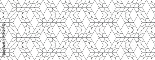 Seamless Geometric Diamond Pattern with Ornate Line Art, Modern Minimalist Vector Mosaic Texture, Elegant Architectural Lattice Wallpaper Design, Decorative Symmetrical Rhombus Surface Background