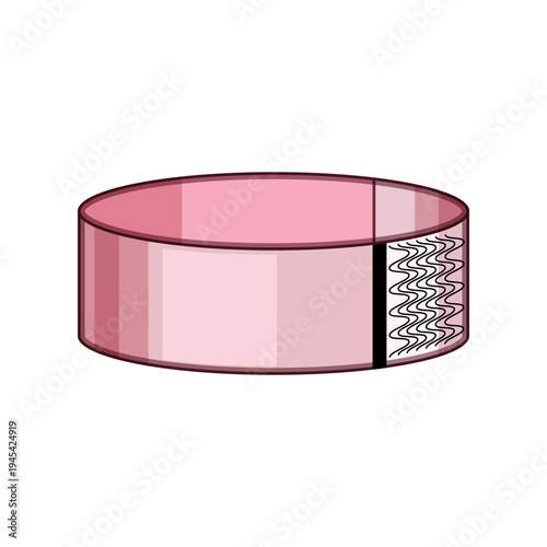Pink circular event wristband with a patterned security strip, representing access control, identification and admission for concerts, festivals, parties and temporary entry management