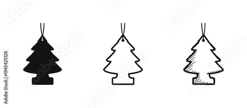 Car Air Freshener Tree Icon Set for Automotive Scent and Refreshment