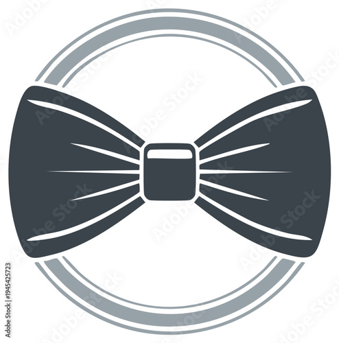 Classic Bow Tie Emblem and Circular Frame Elegant Formal Attire Symbol