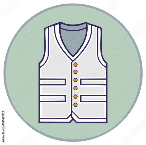 Icon of a safety vest in a circular shape with contrasting colors