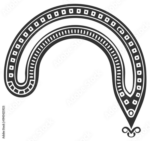 Tribal Serpent Motif Decorative Element in Black and White