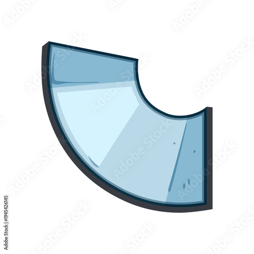 Abstract c shaped graphic illustrating a flexible screen technology, bending and adapting to form a dynamic, modern digital interface or device component on a pure white background