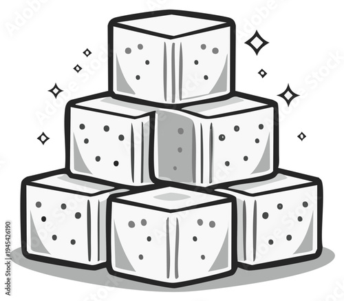 Stack of Sugar Cubes with Sparkle Details