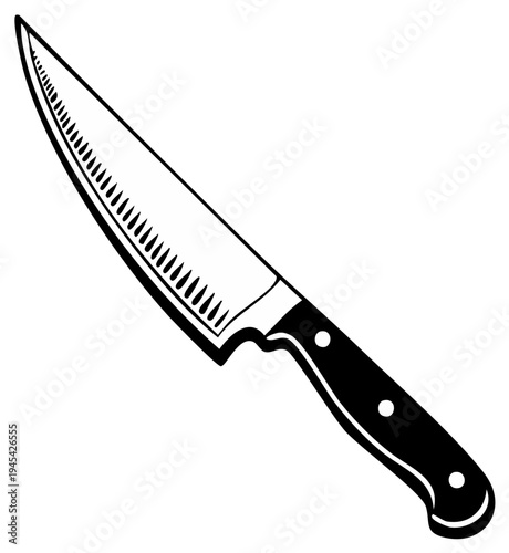 Sharp Chef's Knife with Black Handle for Culinary Preparation and Cooking