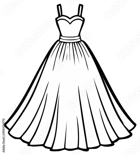 Elegant Ball Gown Silhouette Simple Outline Feminine Dress Design
