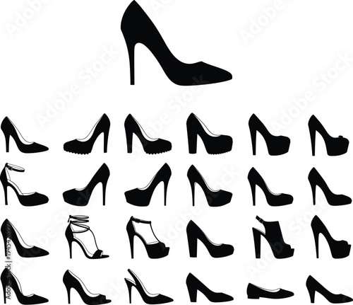 Collection of various high heel shoe silhouettes