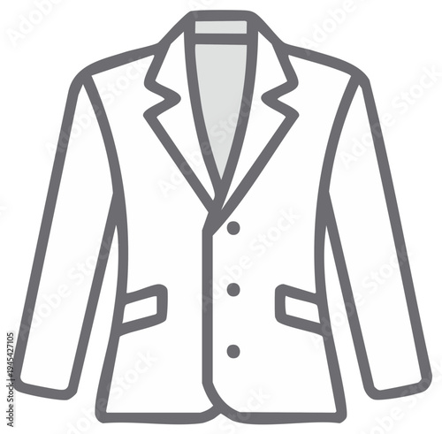 Professional business suit jacket blazer line art icon vector illustration of formal menswear attire