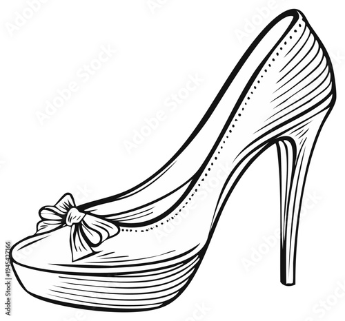 Elegant high heel shoe illustration with bow detail