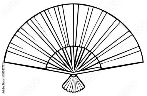 Black and white hand fan illustration elegant design