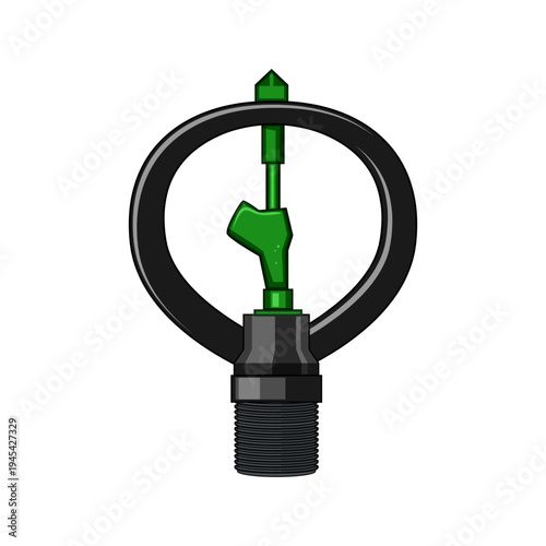 Garden sprinkler head illustrating modern irrigation technology distributing water for growing plants, providing efficient agriculture and maintaining landscapes with ease