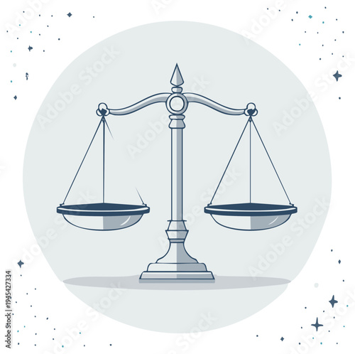 Classic Balance Scale Symbolizing Justice and Fairness with Decorative Stars