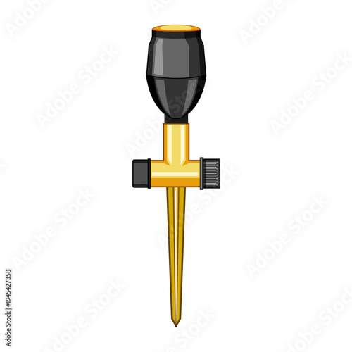 Garden sprinkler with installation spike delivering water to lawns and gardens, ideal for irrigation, plant hydration, backyard watering and eco friendly garden care