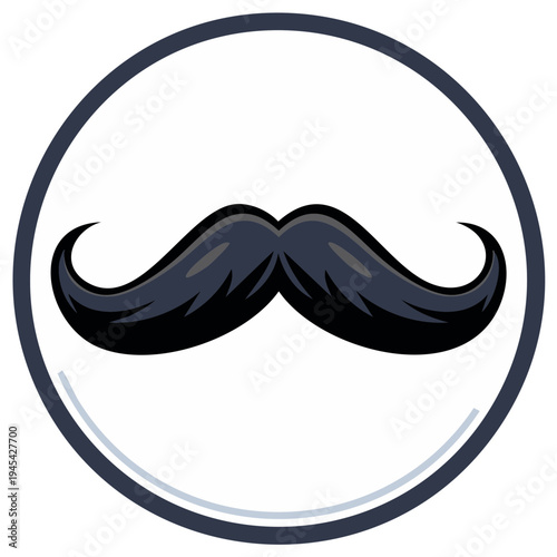 Classic dark handlebar mustache icon inside a simple circle graphic