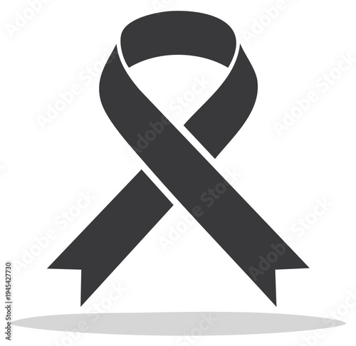 Solid Black Awareness Ribbon Symbol for Grief and Mourning
