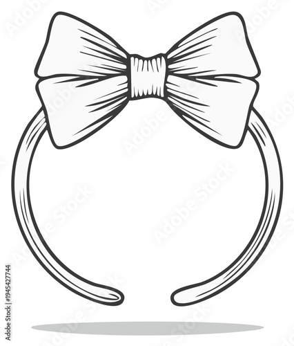 Hand drawn illustration of a simple headband with a bow perfect for hair accessories and fashion design