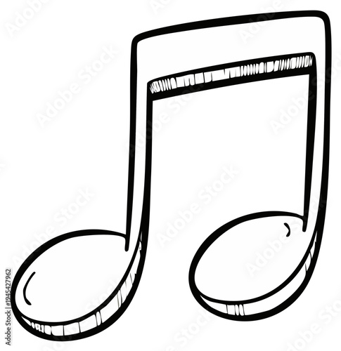 Hand drawn illustration of a musical note. Vector music doodle icon. Isolated on white.