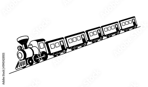 Cute cartoon train with railcars simple railway transport vector illustration