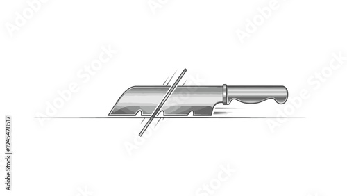 Silver Kitchen Knife on White Background.