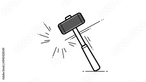 Hammer Striking Object with Force and Motion.