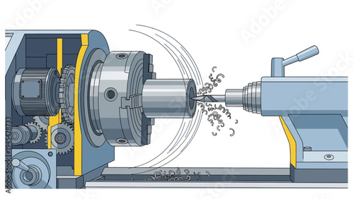 Lathe Machine Metalworking Industrial Equipment.