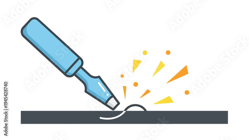 Welding Torch Melting Metal with Sparks Flying.