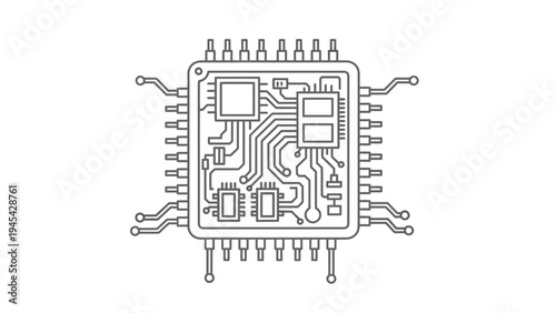 Detailed Technical Drawing of Microchip Circuit.
