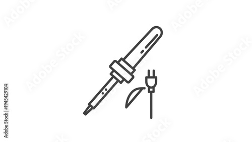 Soldering Iron and Electric Plug Illustration.