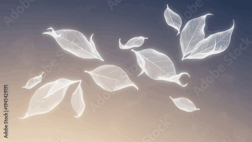White Leaves Floating in the Air.