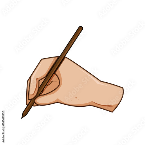 Human hand holding a thin pointed stick, creating an idea or information, communicating through artistic expression and developing concepts on a surface